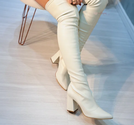 Bota Feminina Over Aisha Off-white
